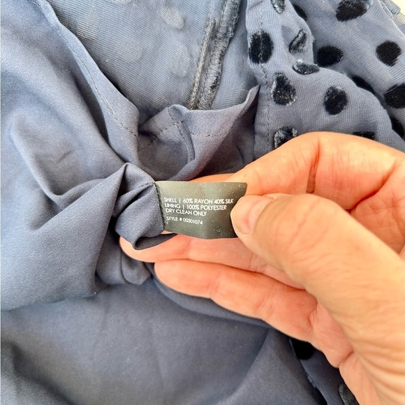 Club Monaco silk blend Polka Dot Skater Skirt navy black - Picture 4 of 6